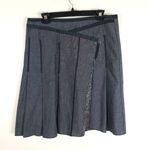 Women's Tatuum Asymmetrical Pleated Blueish Grey Designer Skirt Size UK42/US 08